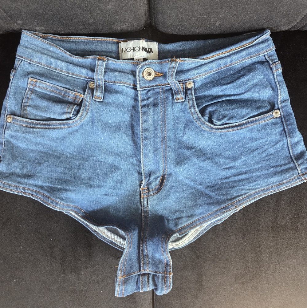 Fashion Nova Classic Blue Denim High Cut Shorts Size 9